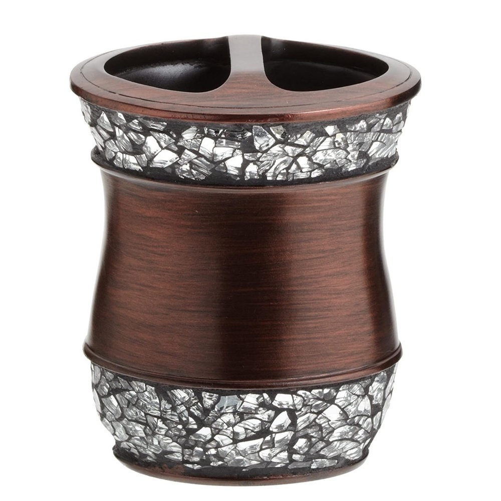 Elite Toothbrush Holder Bronze Glass Crystal Trim